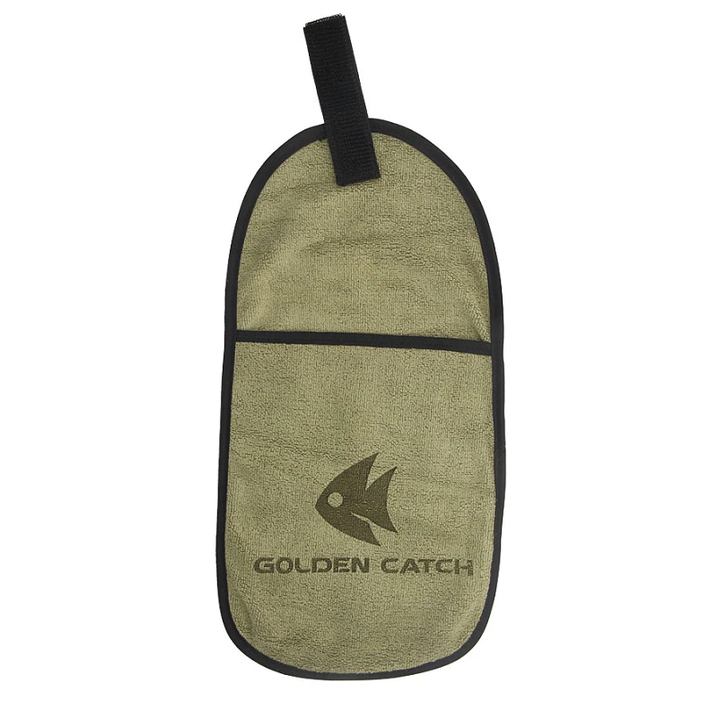 Golden Catch Fishing Towel With Pocket Green