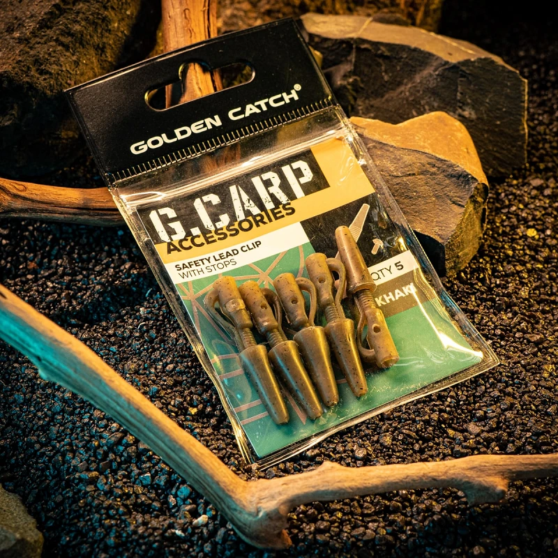 Golden Catch G.Carp Safety Lead Clip With Stops(5pcs)Khaki - Photo №2