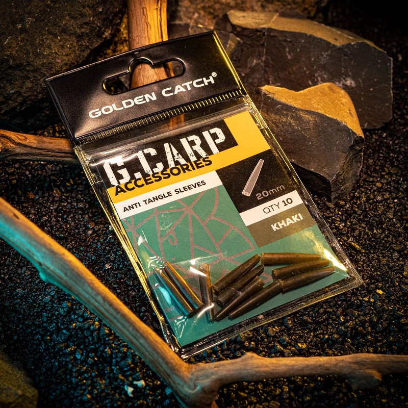 Golden Catch G.Carp Hooklink Sleeves 20mm(10pcs)Khaki - Photo №1