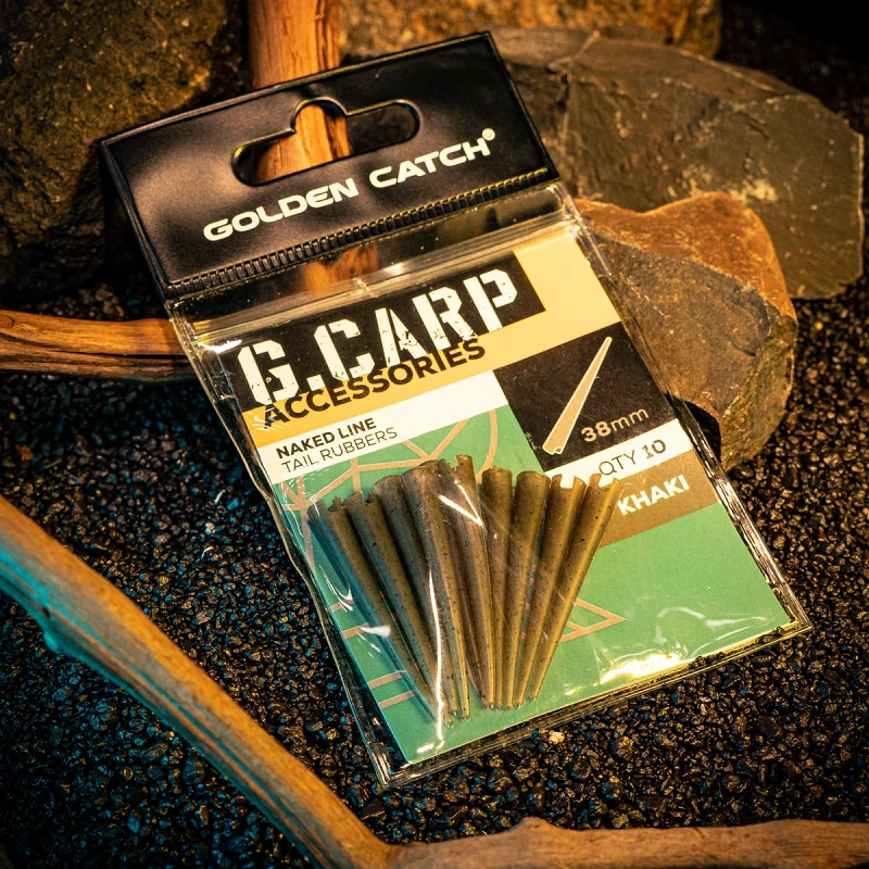 Golden Catch G.Carp Naked Line Tail Rubbers 38mm(10pcs)Khaki - Photo №1