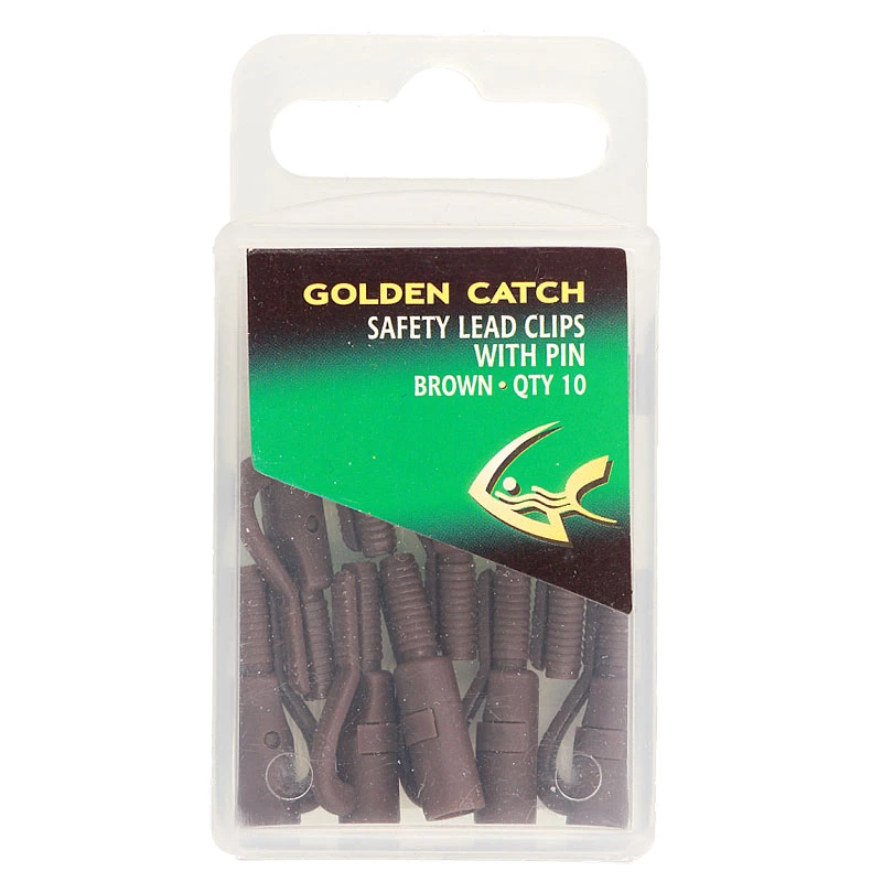 Golden Catch G.Carp Safety Lead Clips With Pin Brown(10pcs)