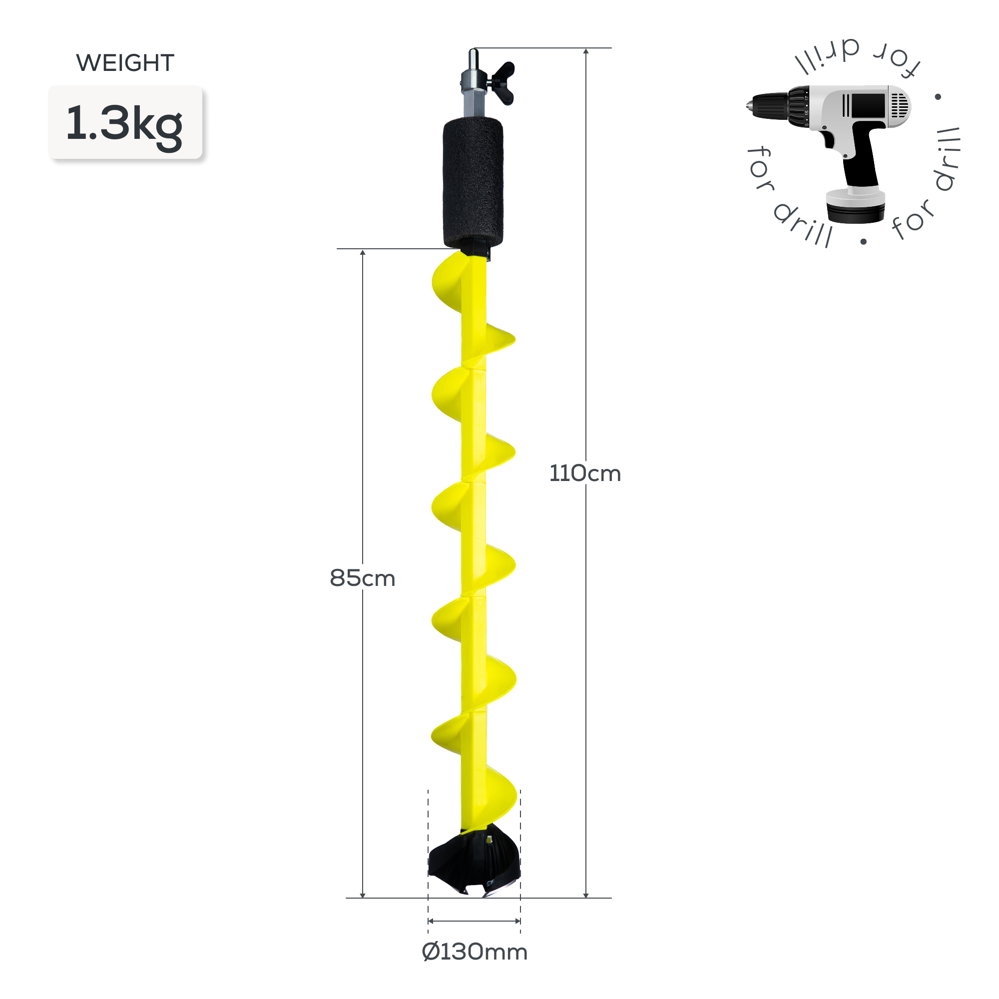 Golden Catch N-Ice Long Ice Auger 130mm (for a Drill) 2 Heads - Photo №1