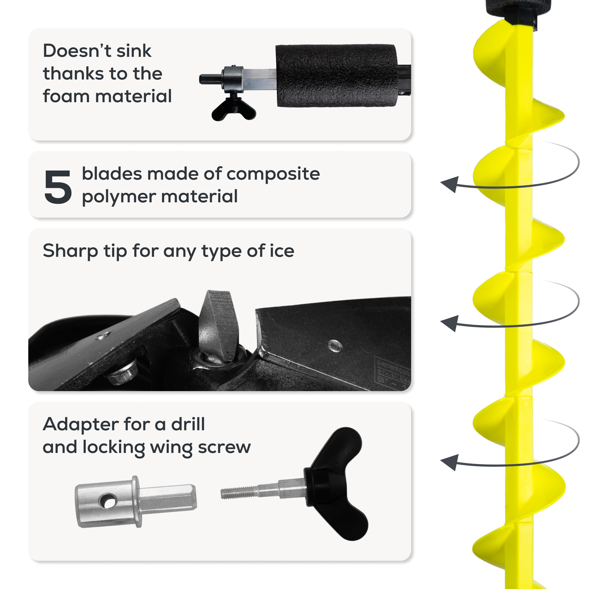 Golden Catch N-Ice Long Ice Auger 130mm (for a Drill) 2 Heads - Photo №3