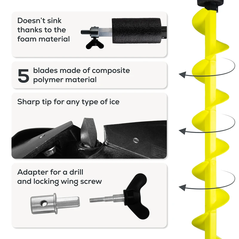 Golden Catch N-Ice Long Ice Auger 130mm (for a Drill) 2 Heads - Photo №3