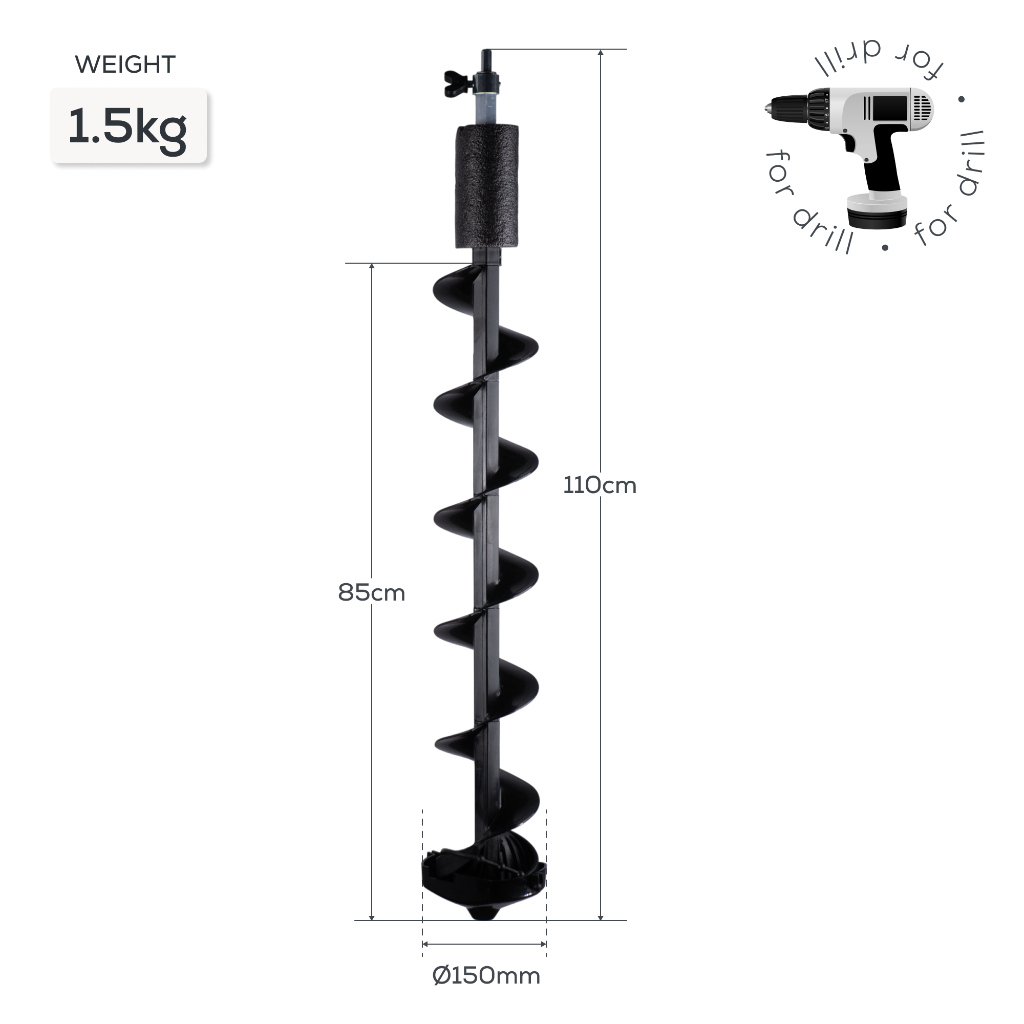 Golden Catch N-Ice Long Ice Auger 150mm (for a Drill) 2 Heads - Photo №1