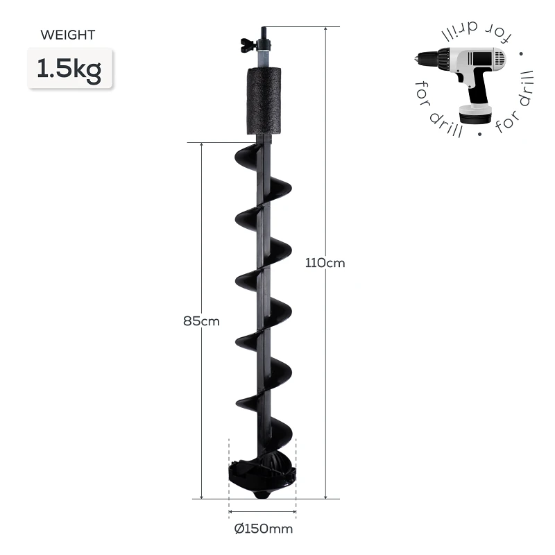 Golden Catch N-Ice Long Ice Auger 150mm (for a Drill) 2 Heads - Photo №1