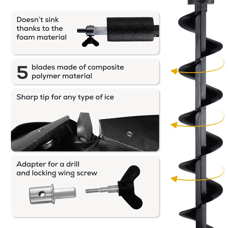 Golden Catch N-Ice Long Ice Auger 150mm (for a Drill) 2 Heads - Photo №3