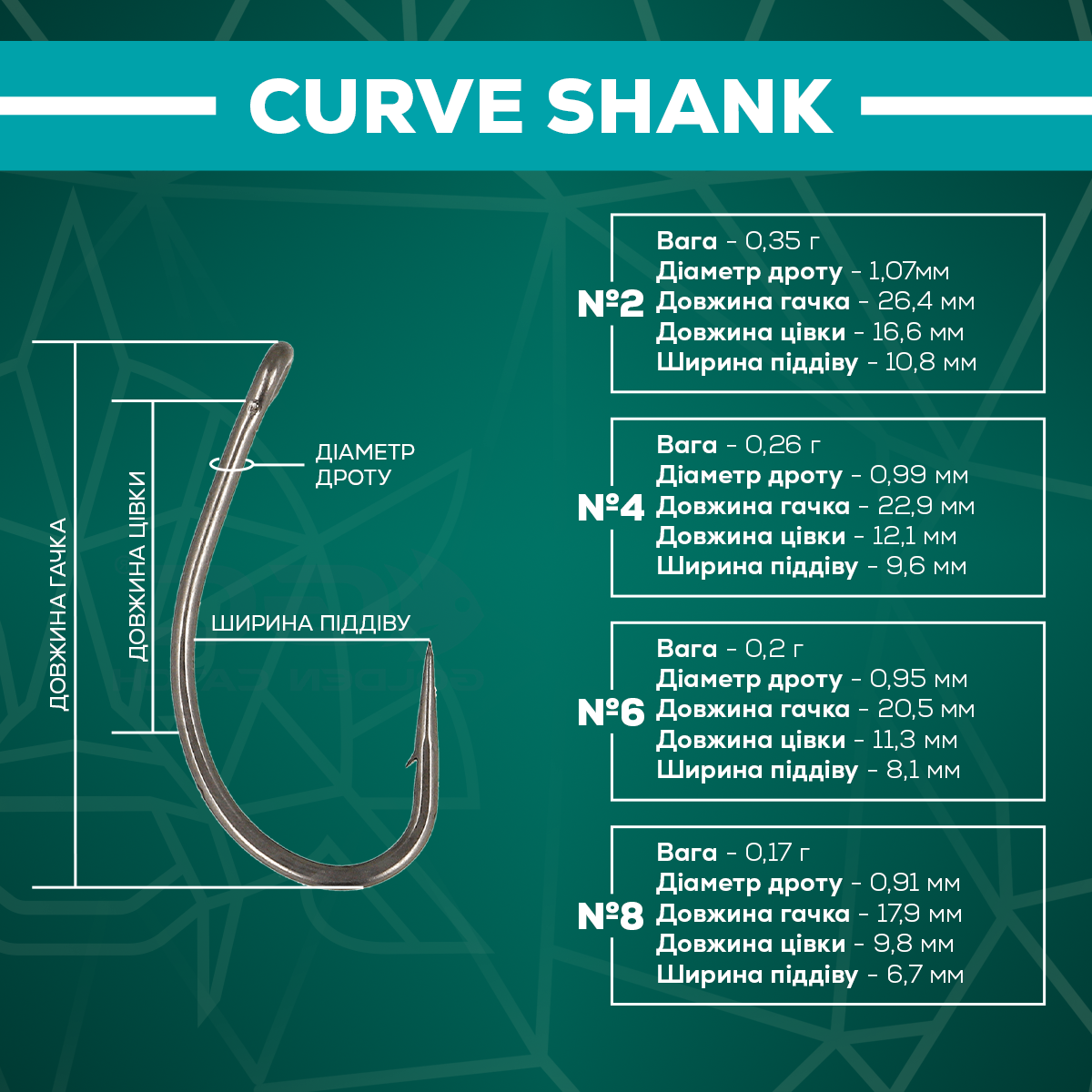 Golden Catch G.Carp Hook Curve Shank TF - Photo №3