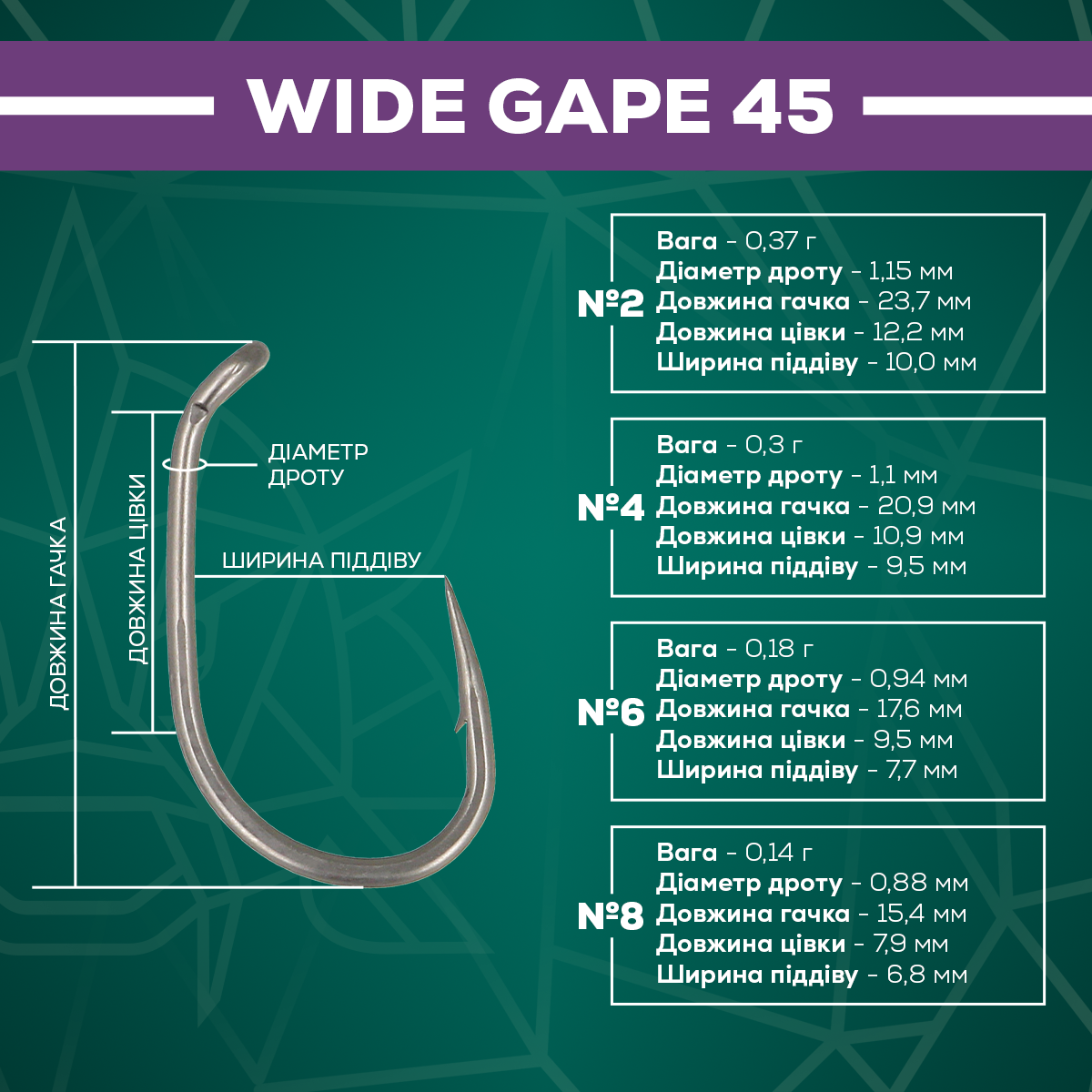Golden Catch Hook G.Carp Wide Gape 45° TF - Photo №3