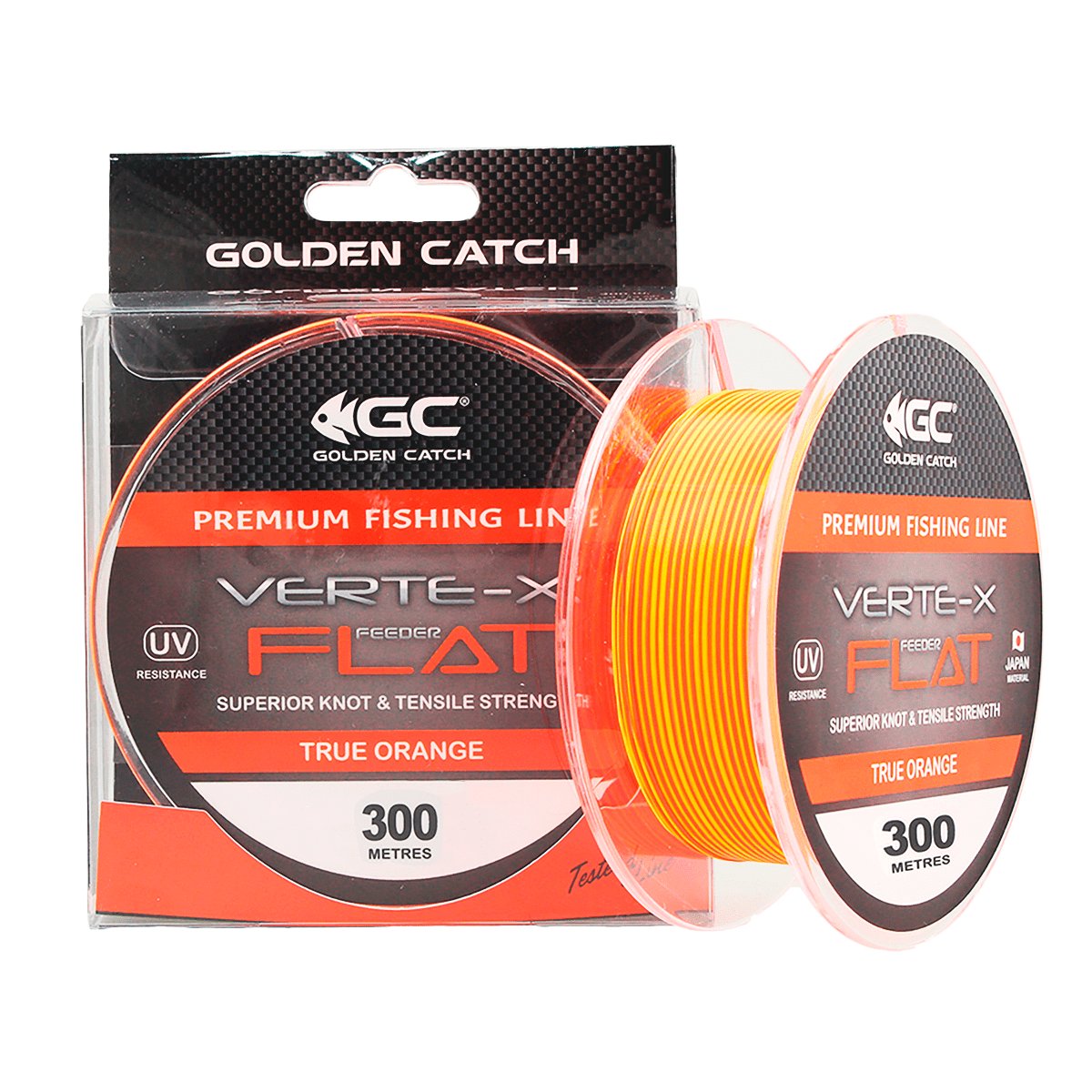 Golden Catch Nylon Line Verte-X Flat 300m True Orange 0.370mm