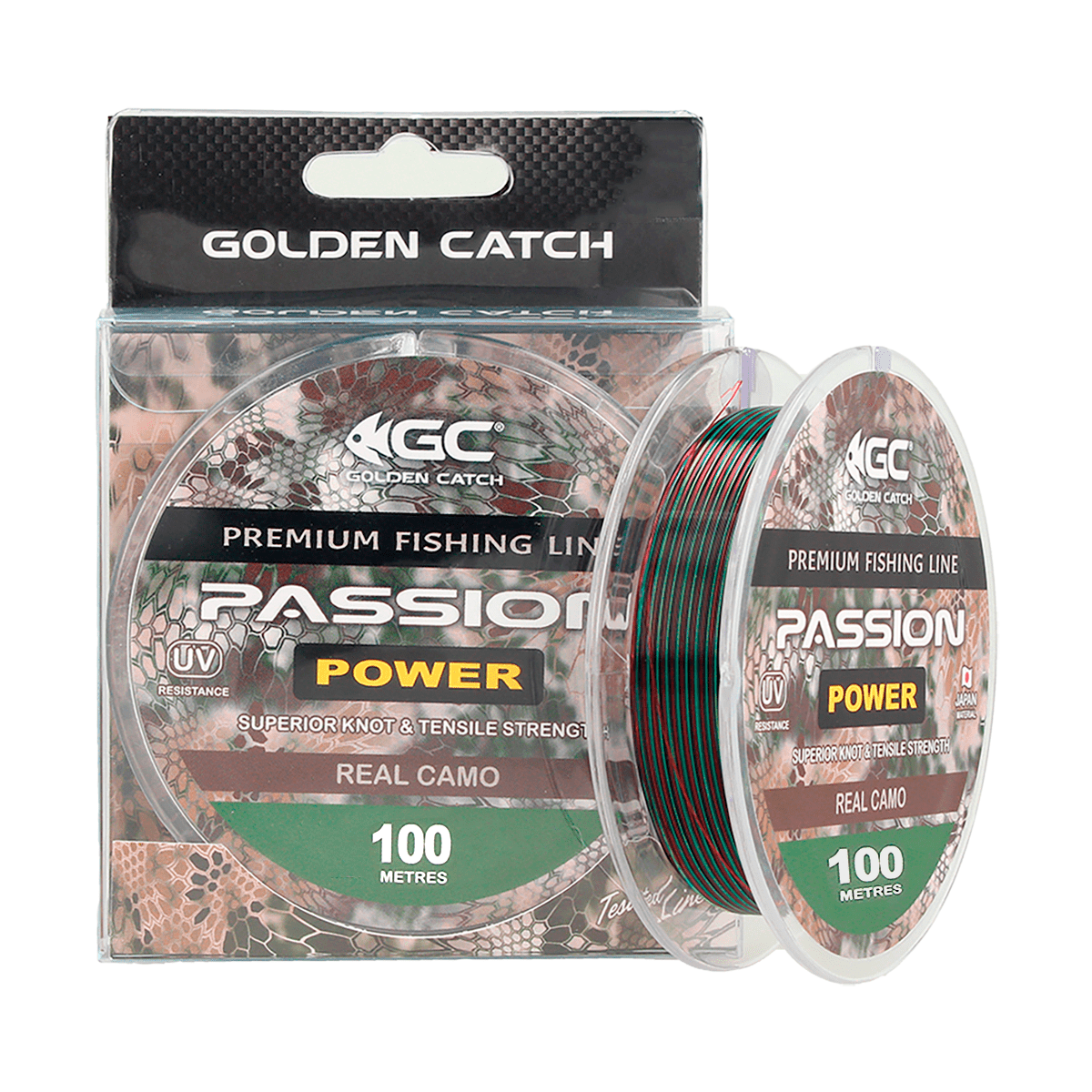 Golden Catch Nylon Line Passion Power 100m Real Camo 0.410mm