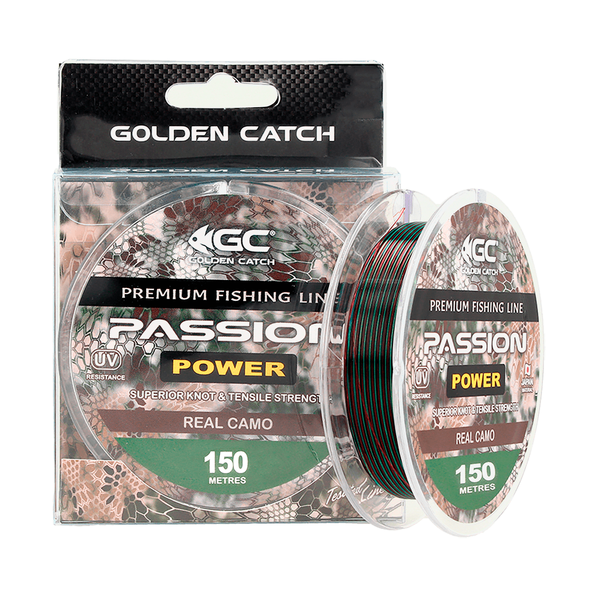 Golden Catch Nylon Line Passion Power 150m Real Camo 0.234mm