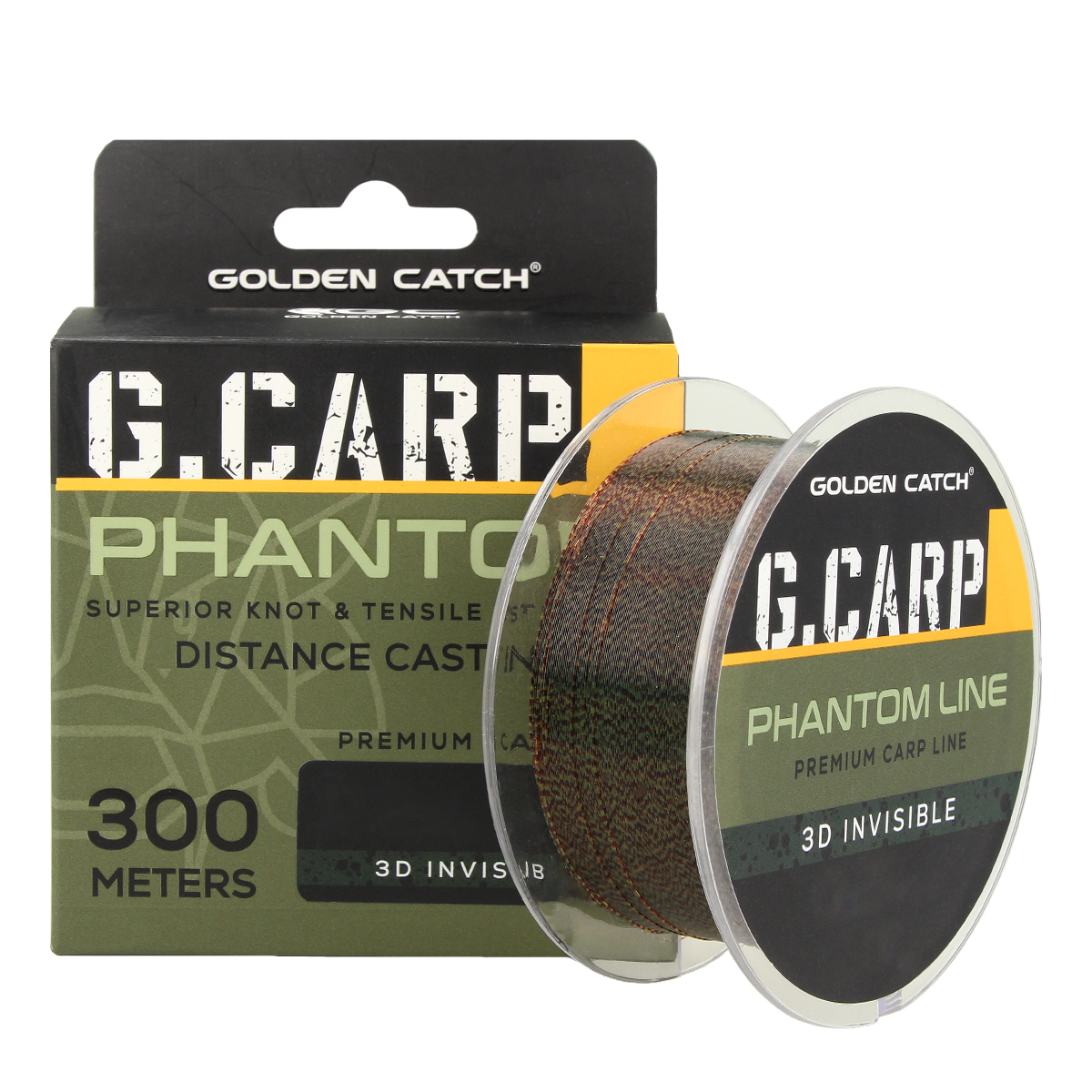 Golden Catch G.Carp Nylon Line Phantom 300m 3D Invisible Neon 0.32mm