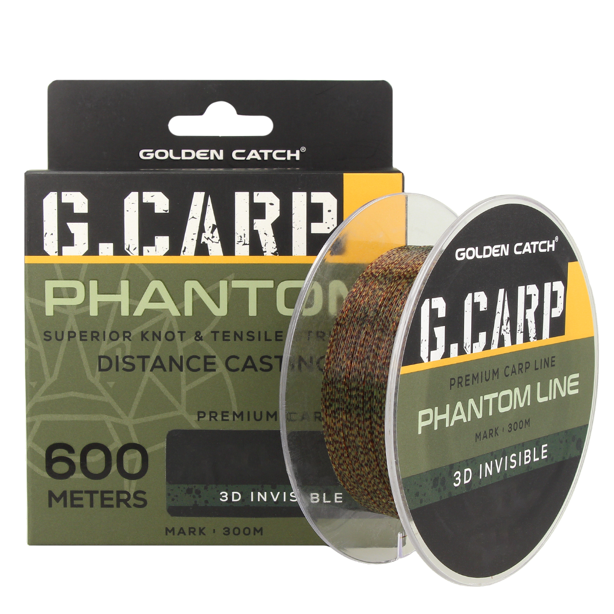 Golden Catch G.Carp Nylon Line Phantom 600m 3D Invisible Neon 0.32mm