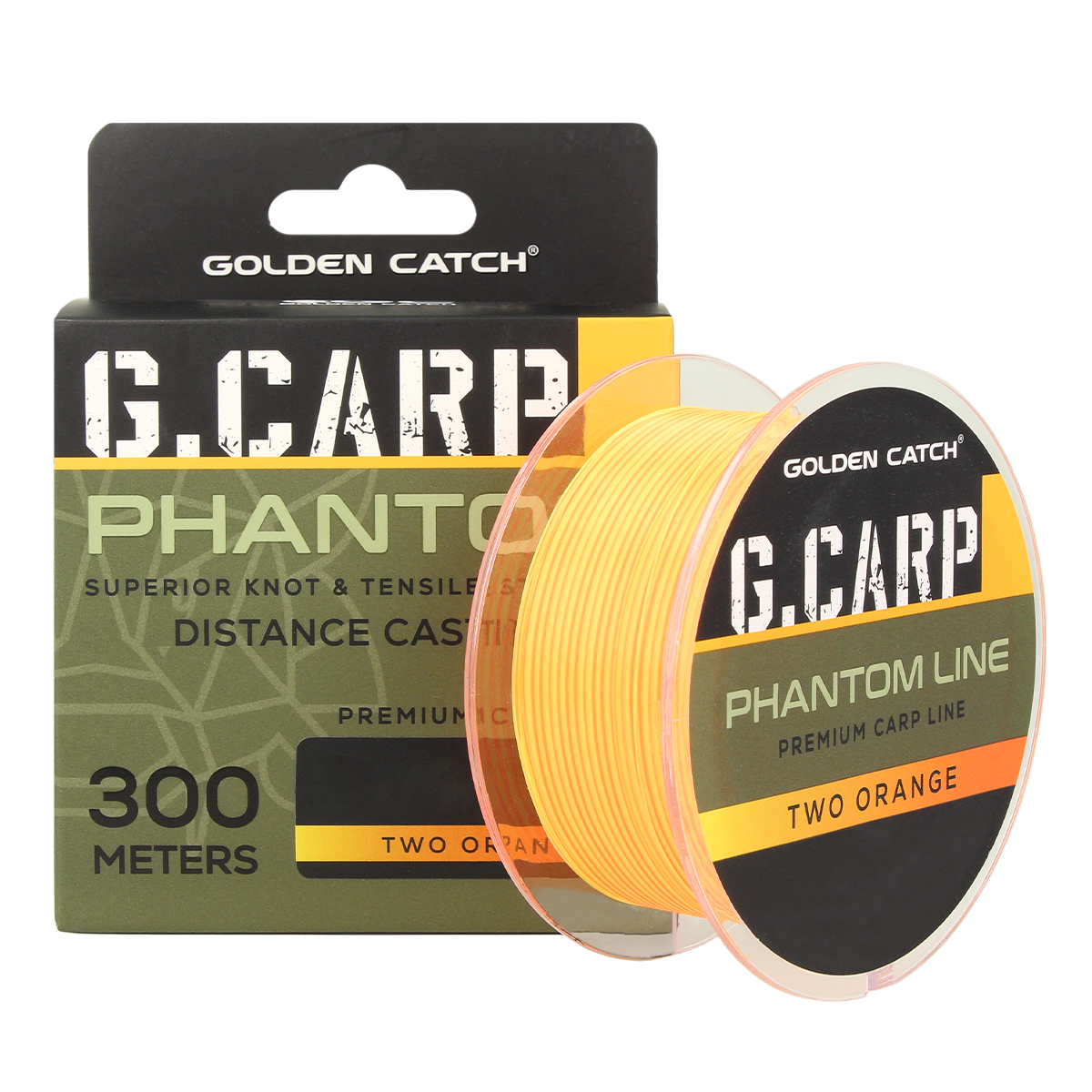Golden Catch G.Carp Nylon Line Phantom 300m Two Orange Neon 0.30mm