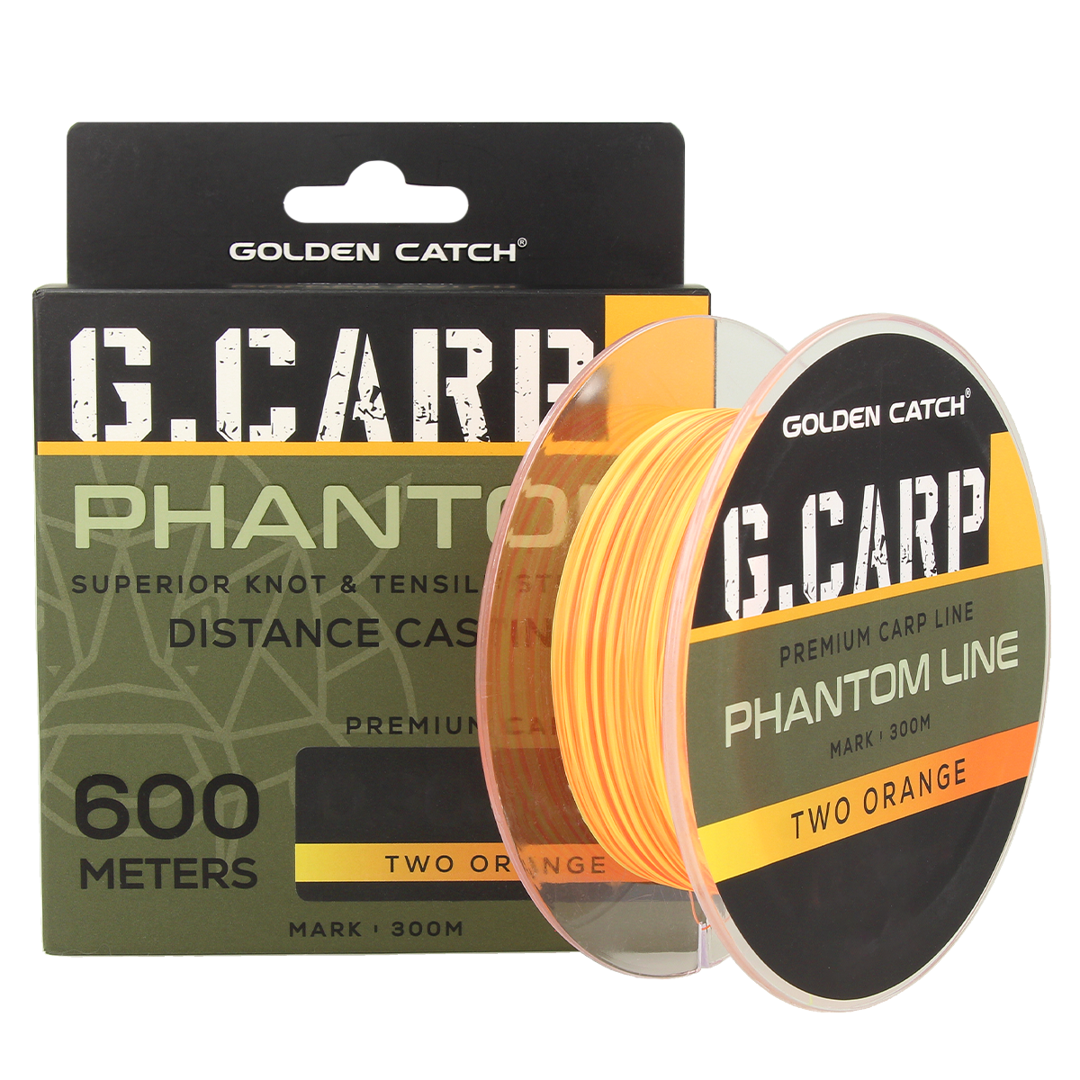Golden Catch G.Carp Nylon Line Phantom 600m Two Orange Neon 0.32mm