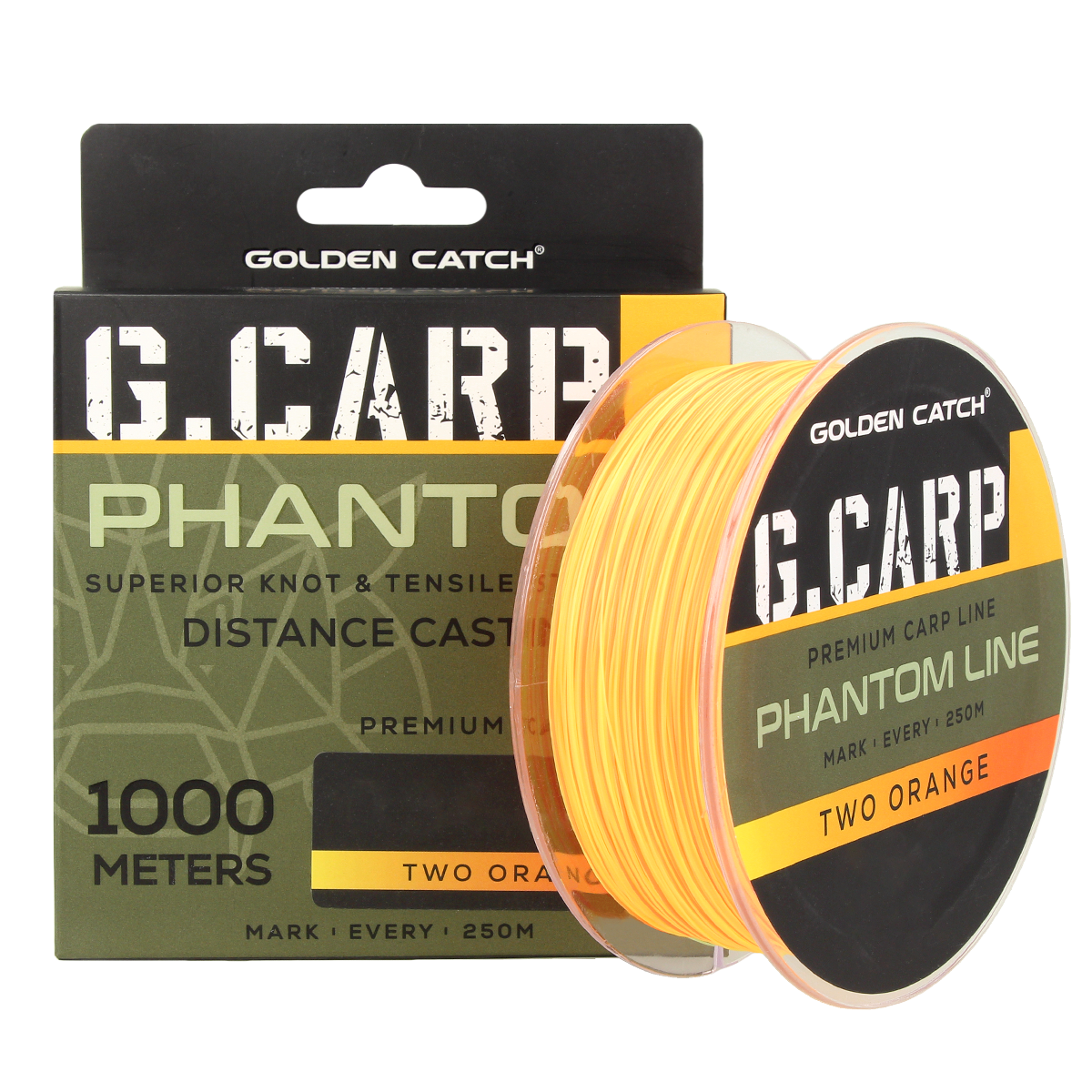 Golden Catch G.Carp Nylon Line Phantom 1000m Two Orange Neon 0.26mm