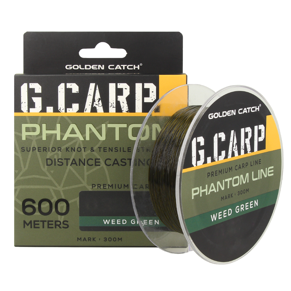 Golden Catch G.Carp Nylon Line Phantom 600m Weed Green 0.30mm