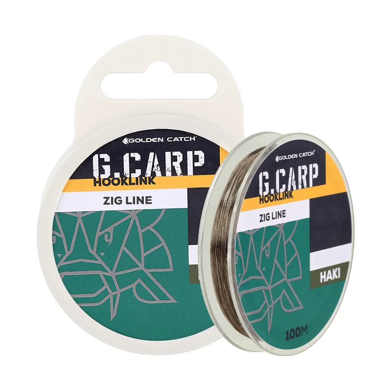 Golden Catch G.Carp Leader Material Zig Rig Zig Line 100m 0.23mm 4.2kg Khaki
