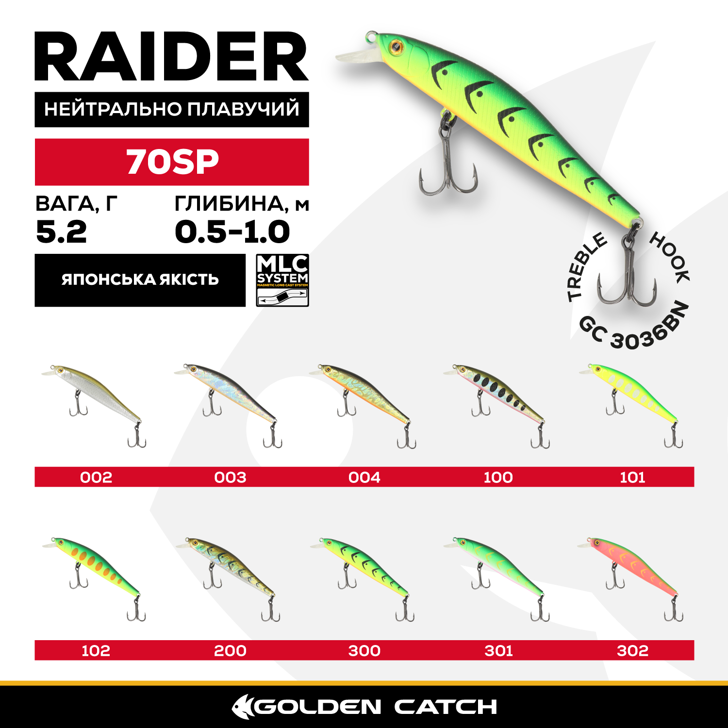 Golden Catch Hard Lure Raider 70SP - Photo №1