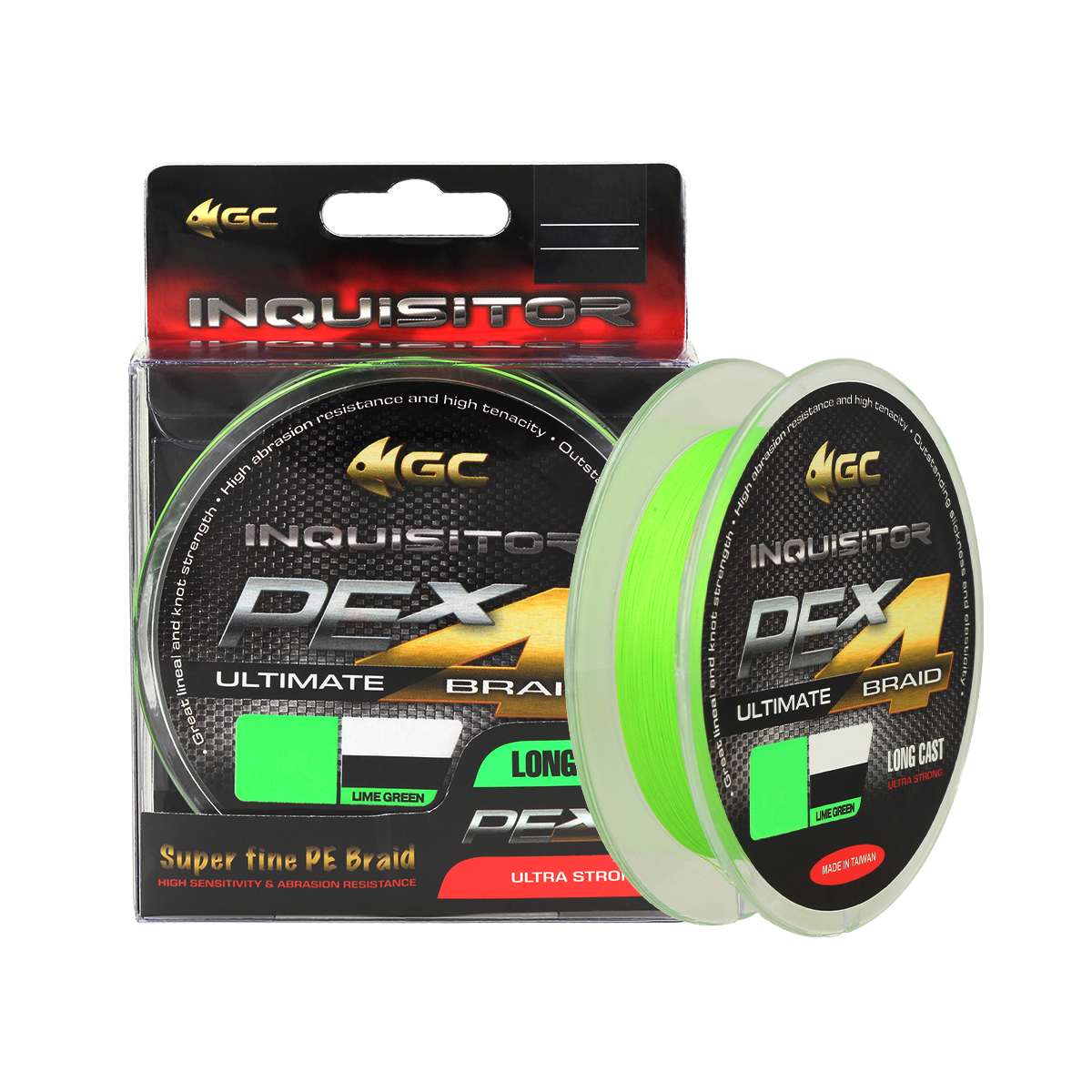 Golden Catch Braided Line Inquisitor PE X4 100m Lime Green #0.5