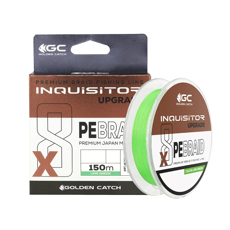 Golden Catch Braided Line Inquisitor PE X8 Upgrade 150m #0.2 Lime Green