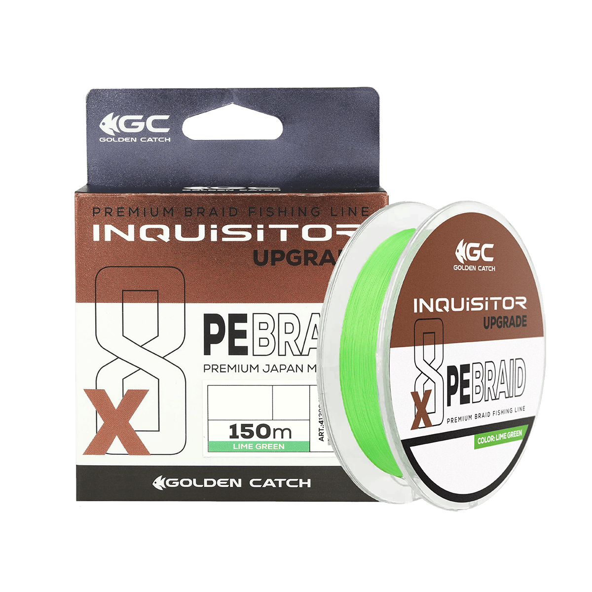 Golden Catch Braided Line Inquisitor PE X8 Upgrade 150m #0.4 Lime Green