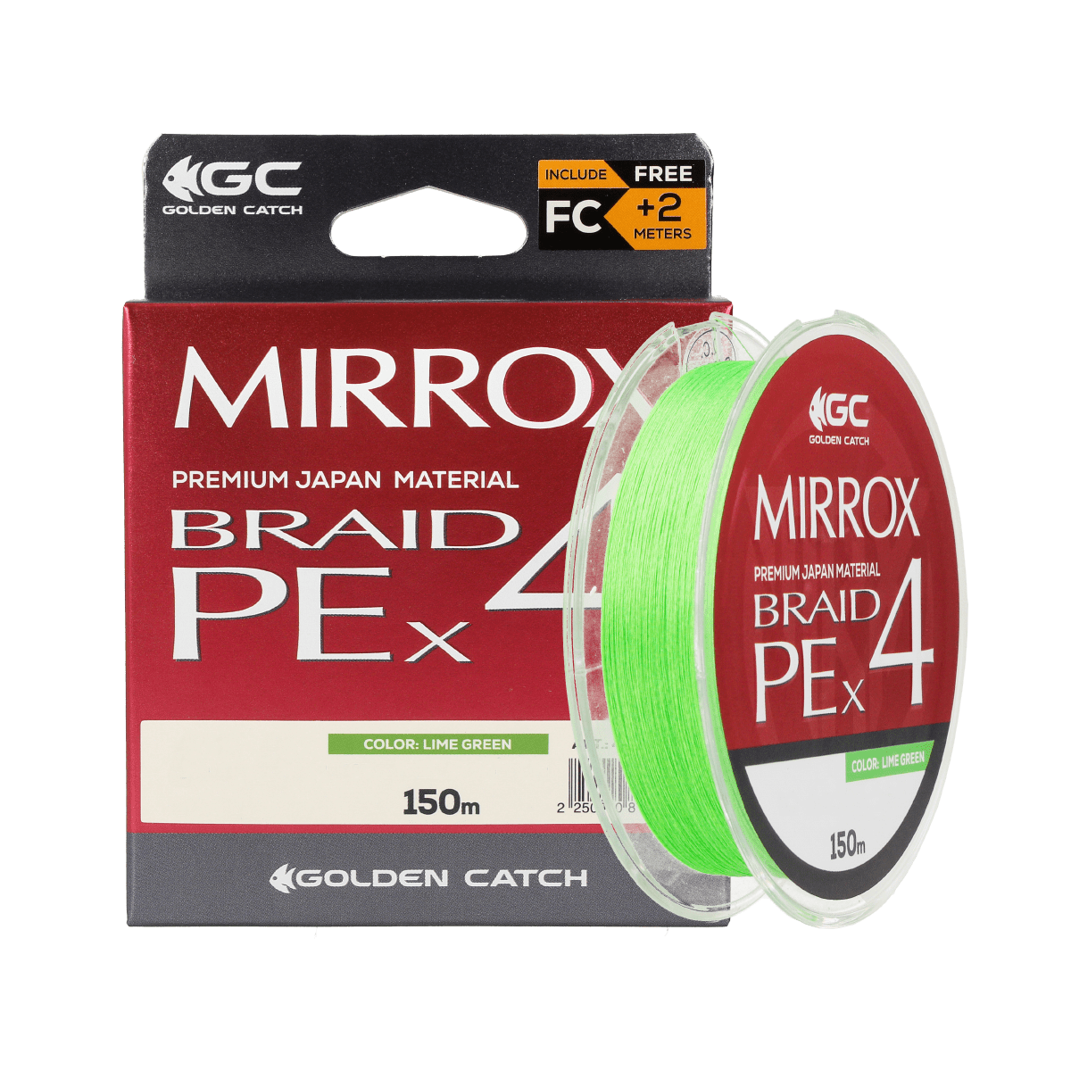 Golden Catch Braided Line Mirrox PE X4 150m Lime Green #0.6