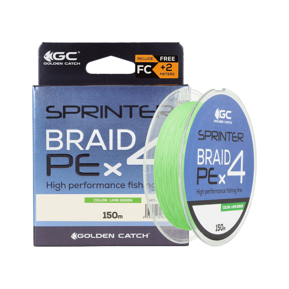 Golden Catch Braided Line Sprinter PE X4 150m Lime Green #1.0