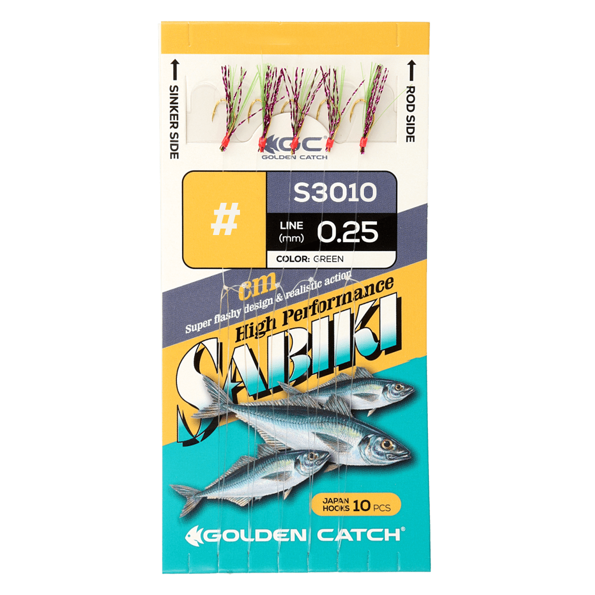 Golden Catch Aji Sabiki S3010 №8 Green(10 hooks)