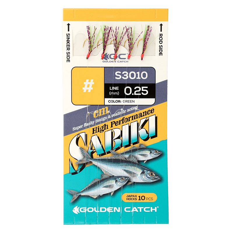 Golden Catch Aji Sabiki S3010 №8 Green(10 hooks)