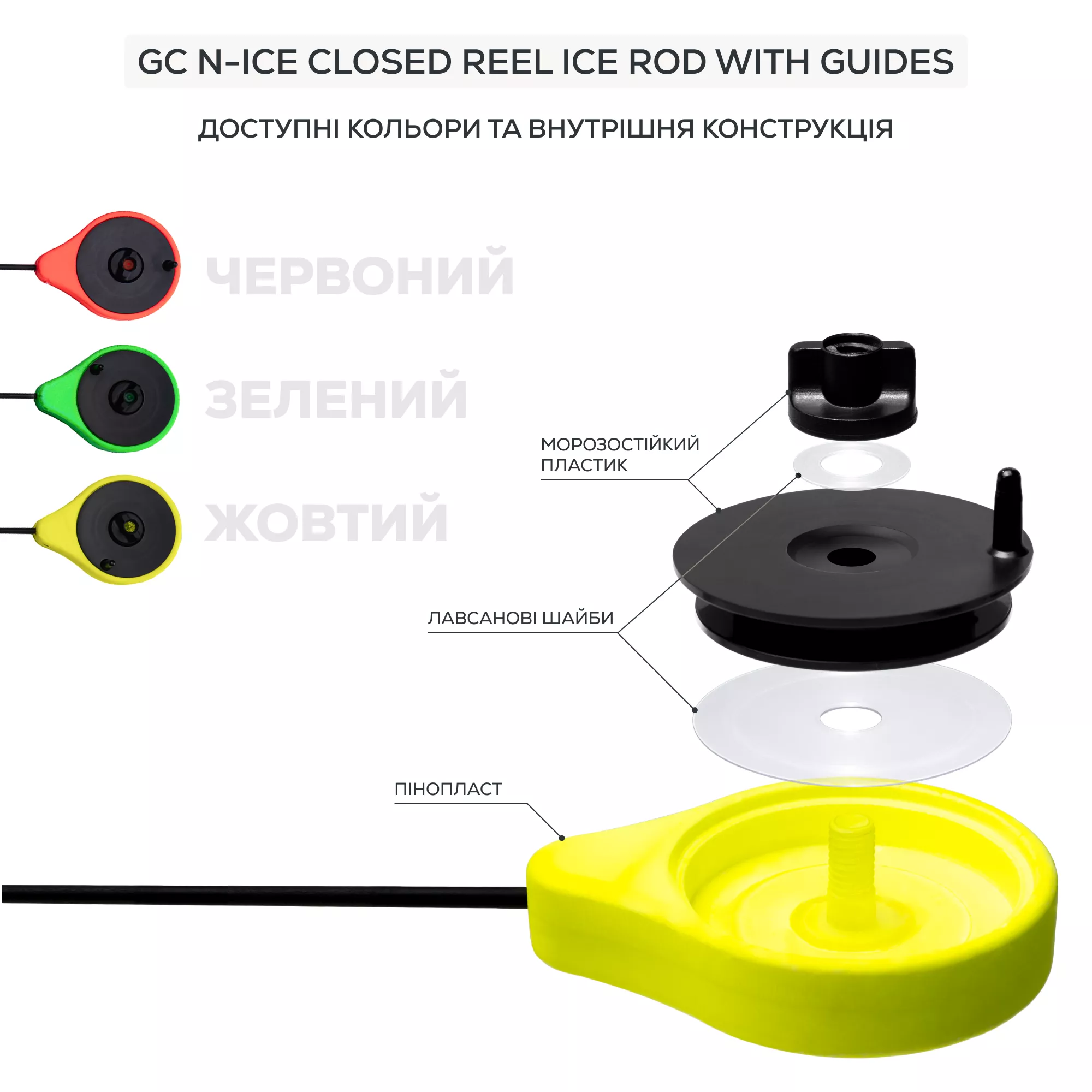 Golden Catch Ice Fishing Rod N-Ice Closed Reel with Guides - Photo №2