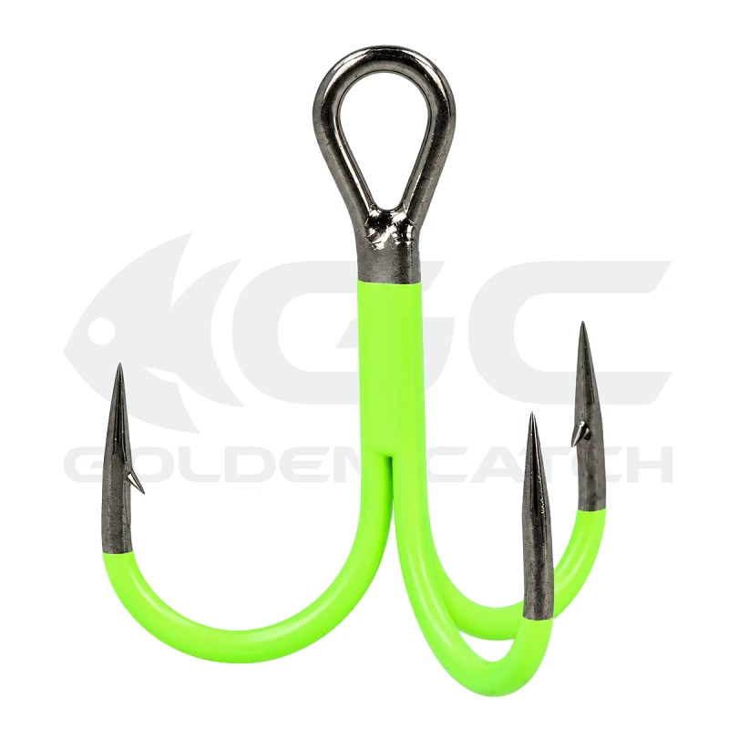 Golden Catch Treble Hook Armor Needle TS Medium UV Green №4 (5pcs)