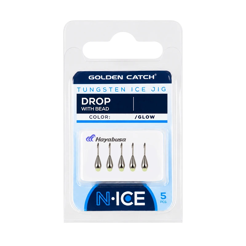 Golden Catch N-Ice Tungsten Ice Jig Drop with Bead 2.5mm 0.25g Glow - Photo №1