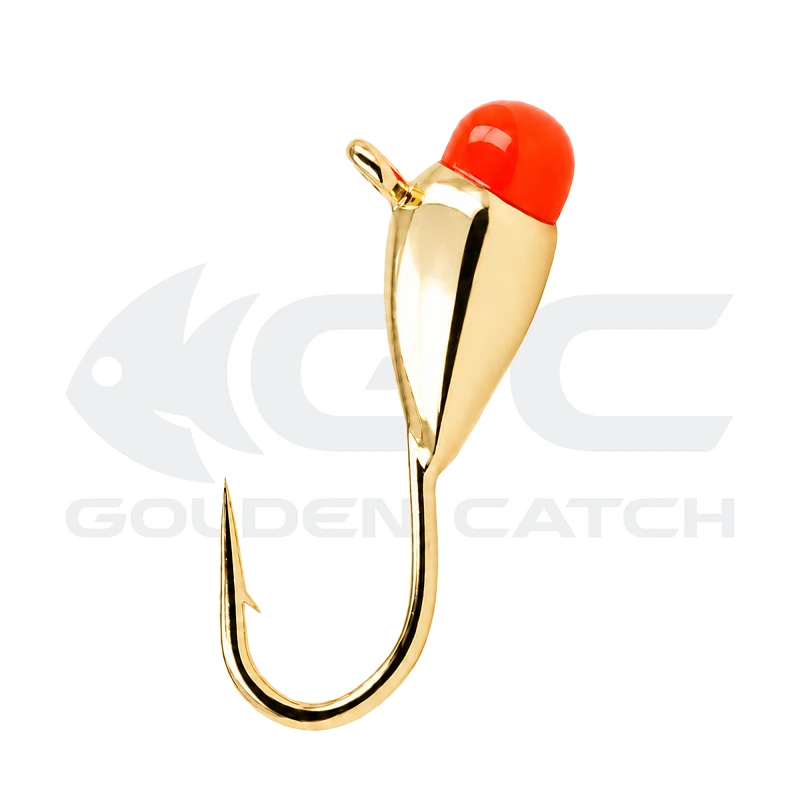 Golden Catch N-Ice Tungsten Ice Jig Drop with Bead 3.0mm 0.45g Red Glow
