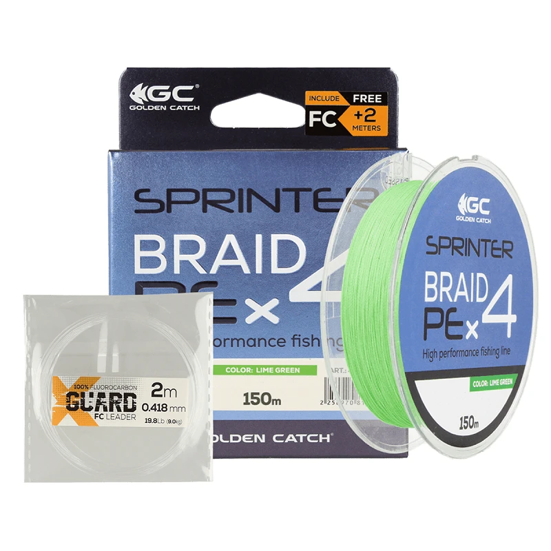 Golden Catch Braided Line Sprinter PE X4 150m Lime Green
